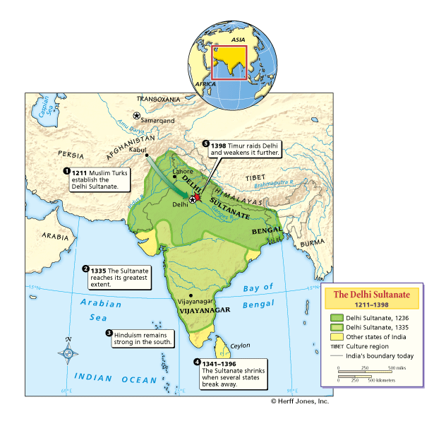 Делийский султанат карта