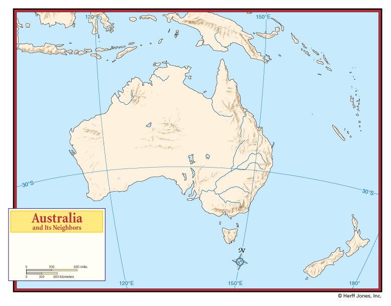 Australia Outline Maps without Boundaries