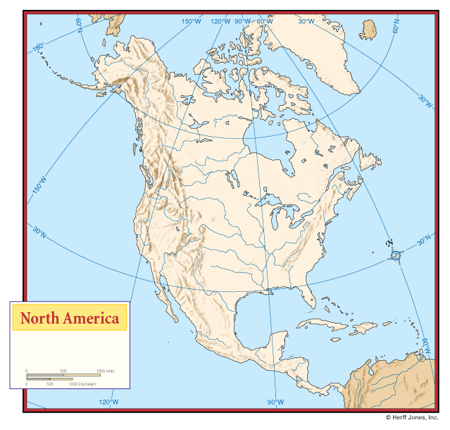 North America Outline Maps without Boundaries
