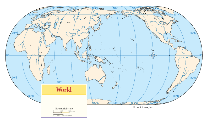 World Pacific Centered Outline Maps without Boundaries